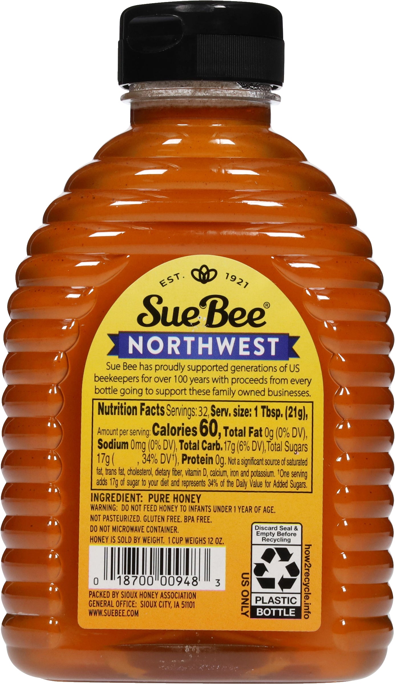 Sue Bee Honey Regional Northwest USA Honey, Strained, Unfiltered Beekeeper-Owned Co-op Honey, 24-Ounce