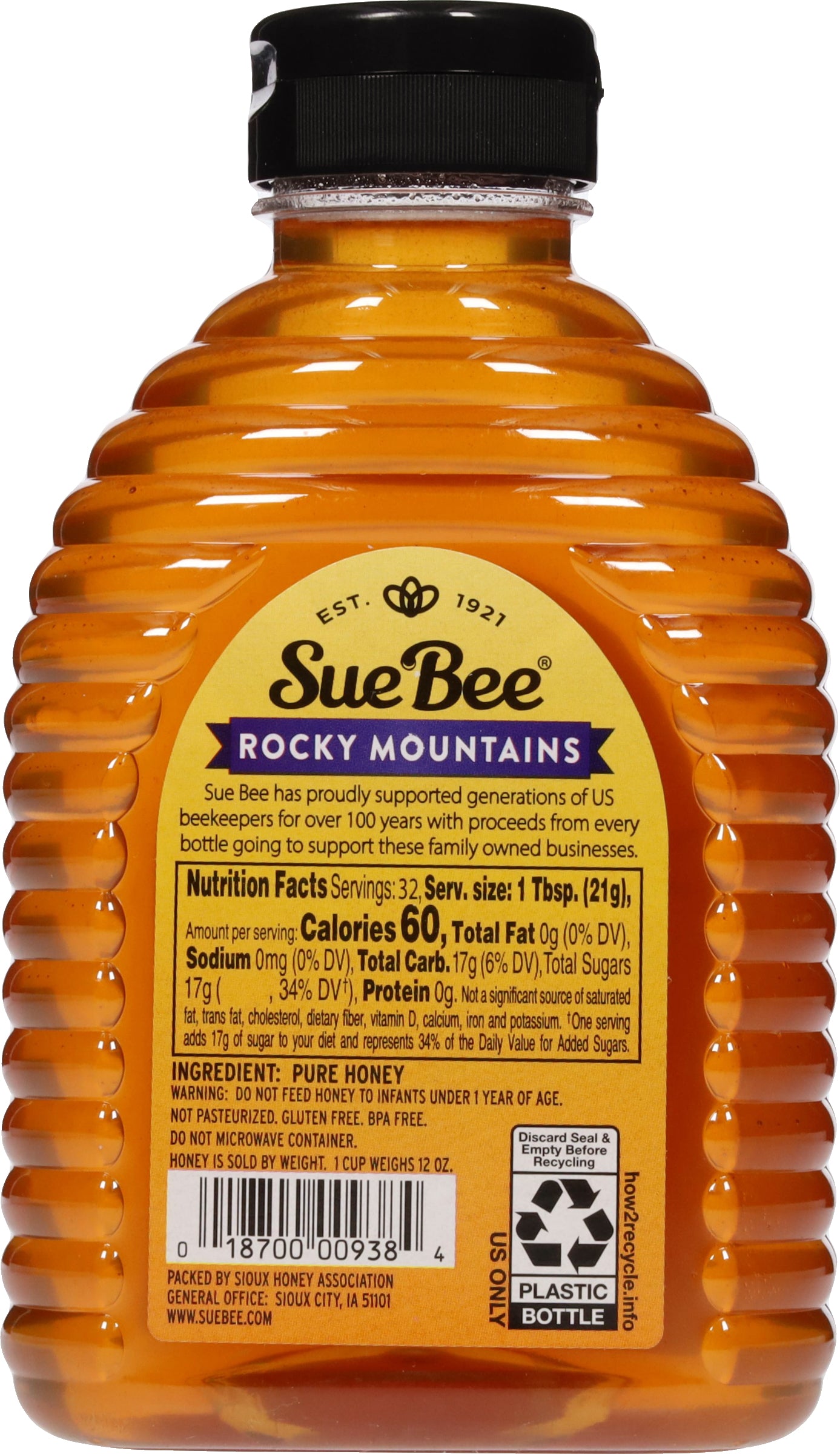 Sue Bee Honey Regional Rocky Mountains USA Honey, Strained, Unfiltered Beekeeper-Owned Co-op Honey, 24-Ounce