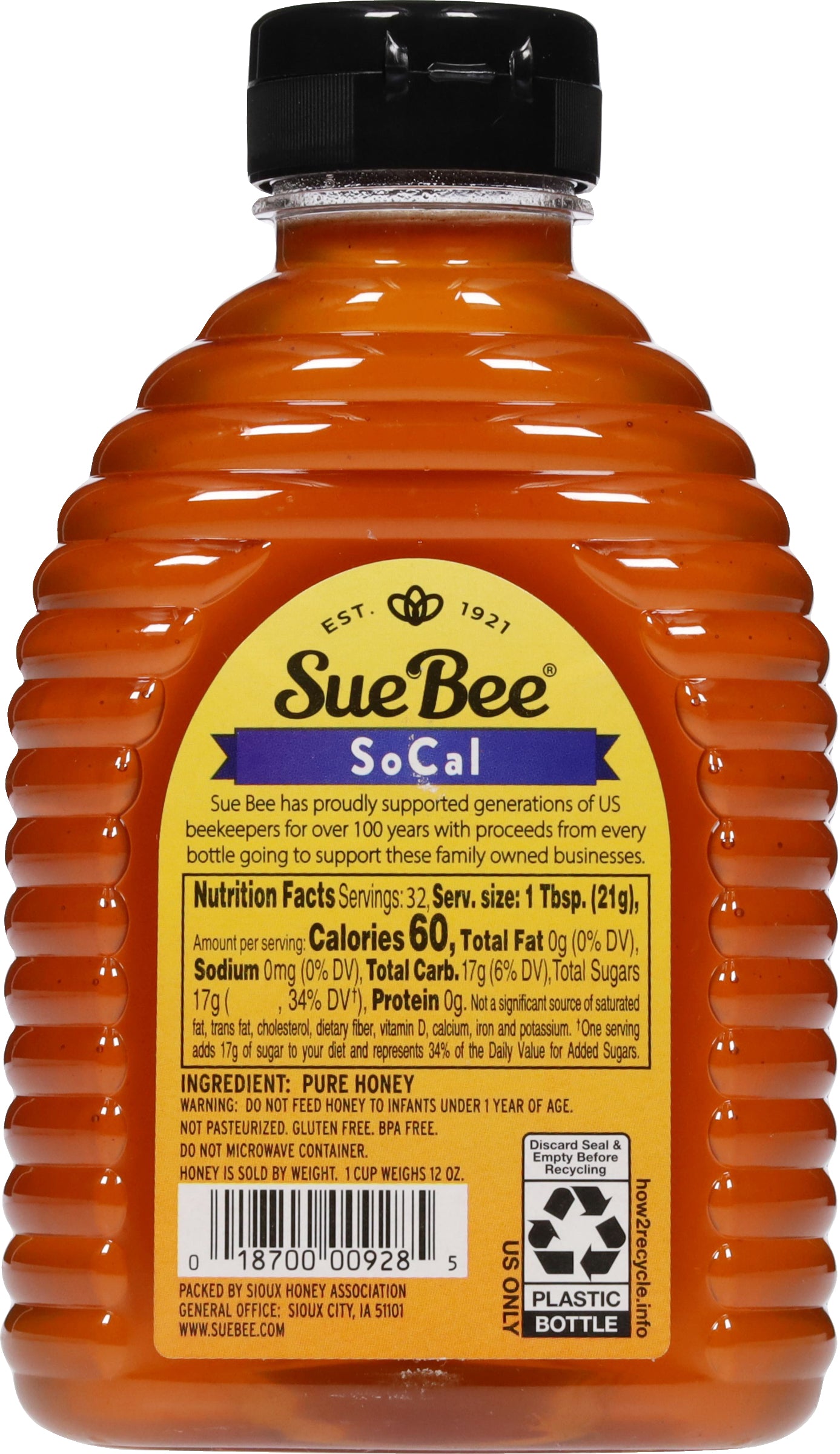 Sue Bee Honey Regional Southern California Honey, Strained, Unfiltered Beekeeper-Owned Co-op Honey, 24-Ounce