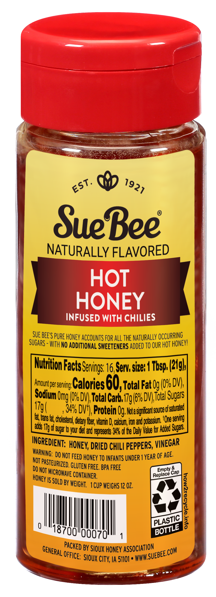 Sue Bee Infusions Hot Honey, 12 Ounce Sue Bee Chili Infused Hot Honey For Ribs, Wings, Burgers