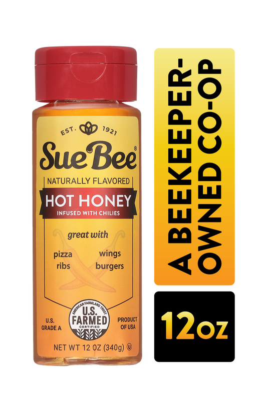 Sue Bee Infusions Hot Honey, 12 Ounce Sue Bee Chili Infused Hot Honey For Ribs, Wings, Burgers