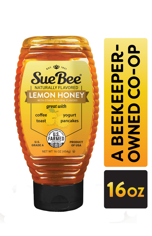 Sue Bee Infusions Lemon Flavored Honey, 16 Ounce Sue Bee Lemon Infused Honey For Tea and Water, Salads, USA Honey