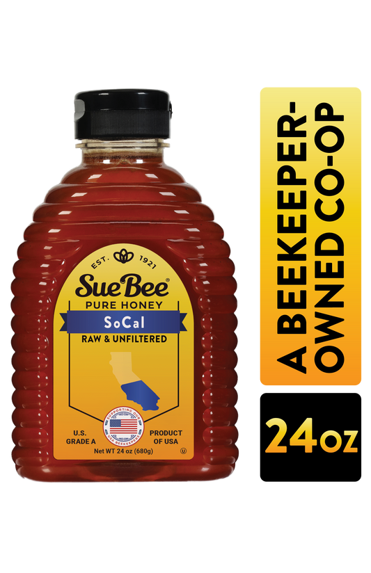 Sue Bee Honey Regional Southern California Honey, Strained, Unfiltered Beekeeper-Owned Co-op Honey, 24-Ounce