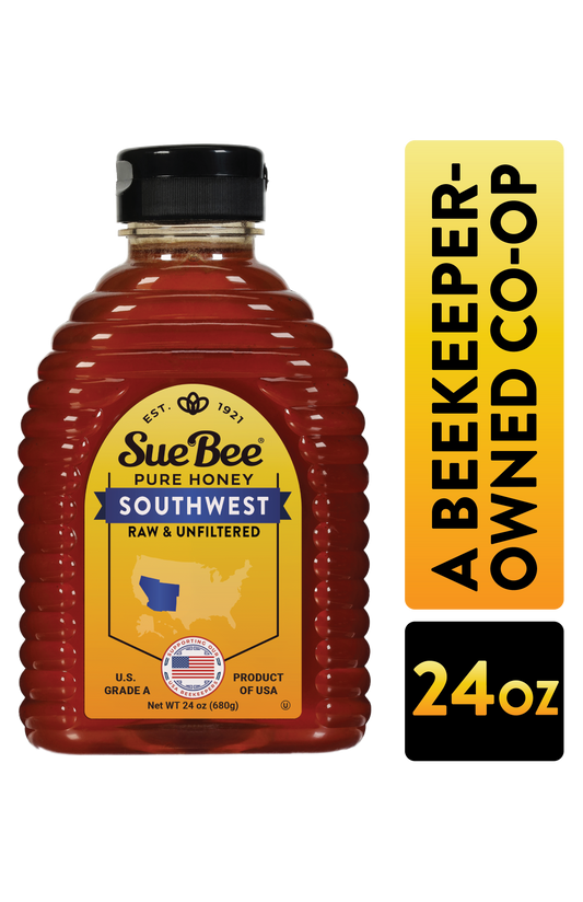 Sue Bee Honey Regional Southwest USA Honey, Strained, Unfiltered Beekeeper-Owned Co-op Honey, 24-Ounce