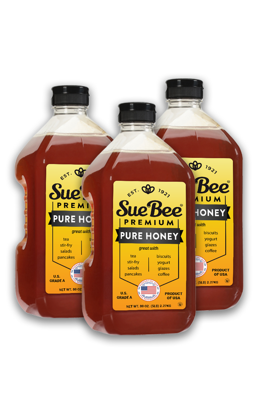 Sue Bee Pure USA Clover Honey, 5 Pound (Pack of 3) Sue Bee Pure Premium Clover Honey From USA Beekeepers