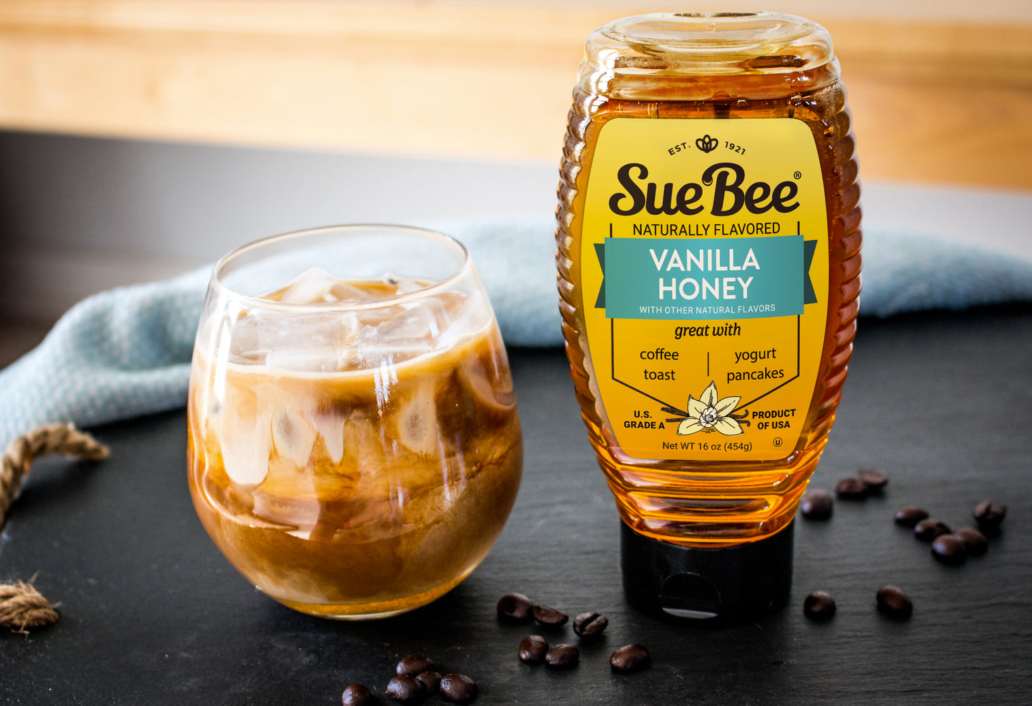 Sue Bee Infusions Vanilla Flavored Honey, 16 Ounce Sue Bee Vanilla Infused Honey For Coffee and Pancakes, Salads, USA Honey