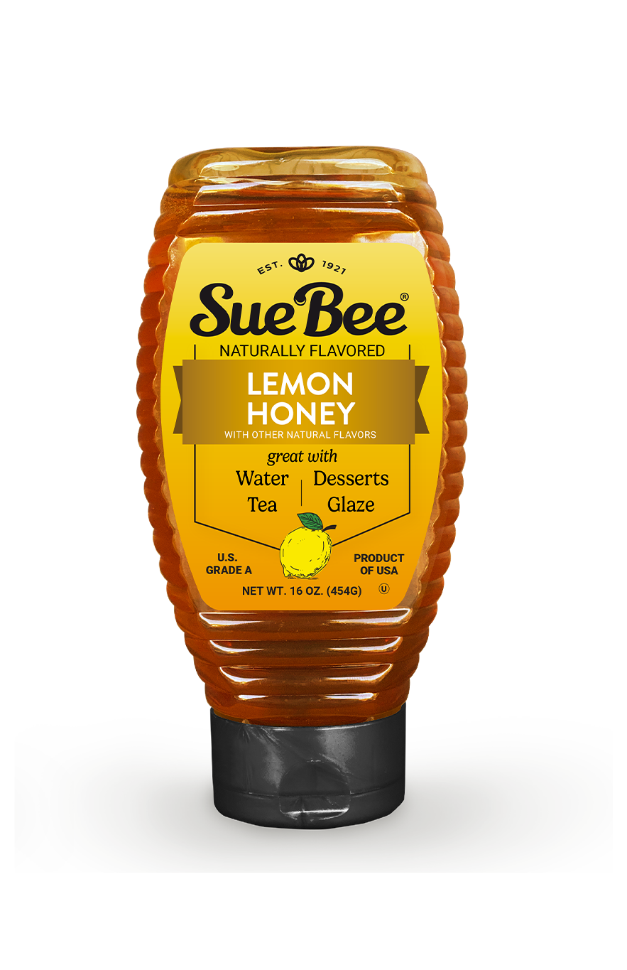 Sue Bee Infusions Lemon Flavored Honey, 16 Ounce Sue Bee Lemon Infused Honey For Tea and Water, Salads, USA Honey