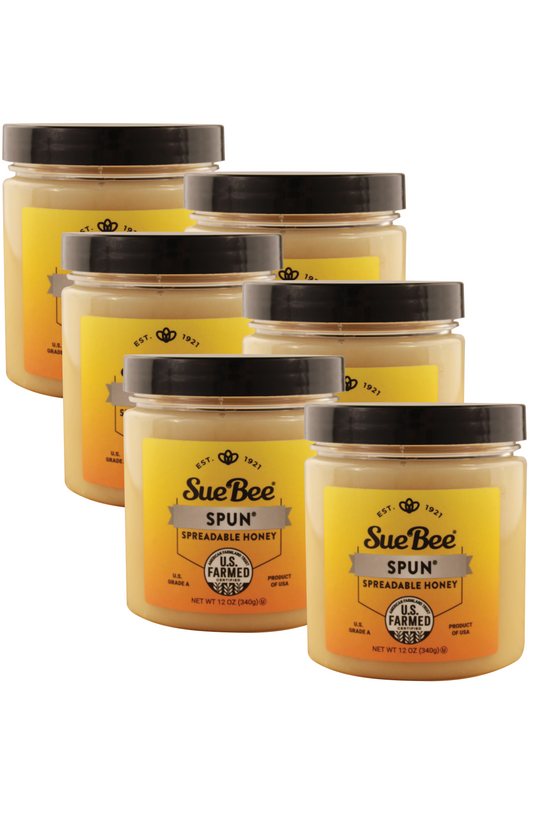 Sue Bee Spun USA Clover Honey, 12 Ounce (Pack of 6) Sue Bee Pure Premium Clover Honey From USA Beekeepers