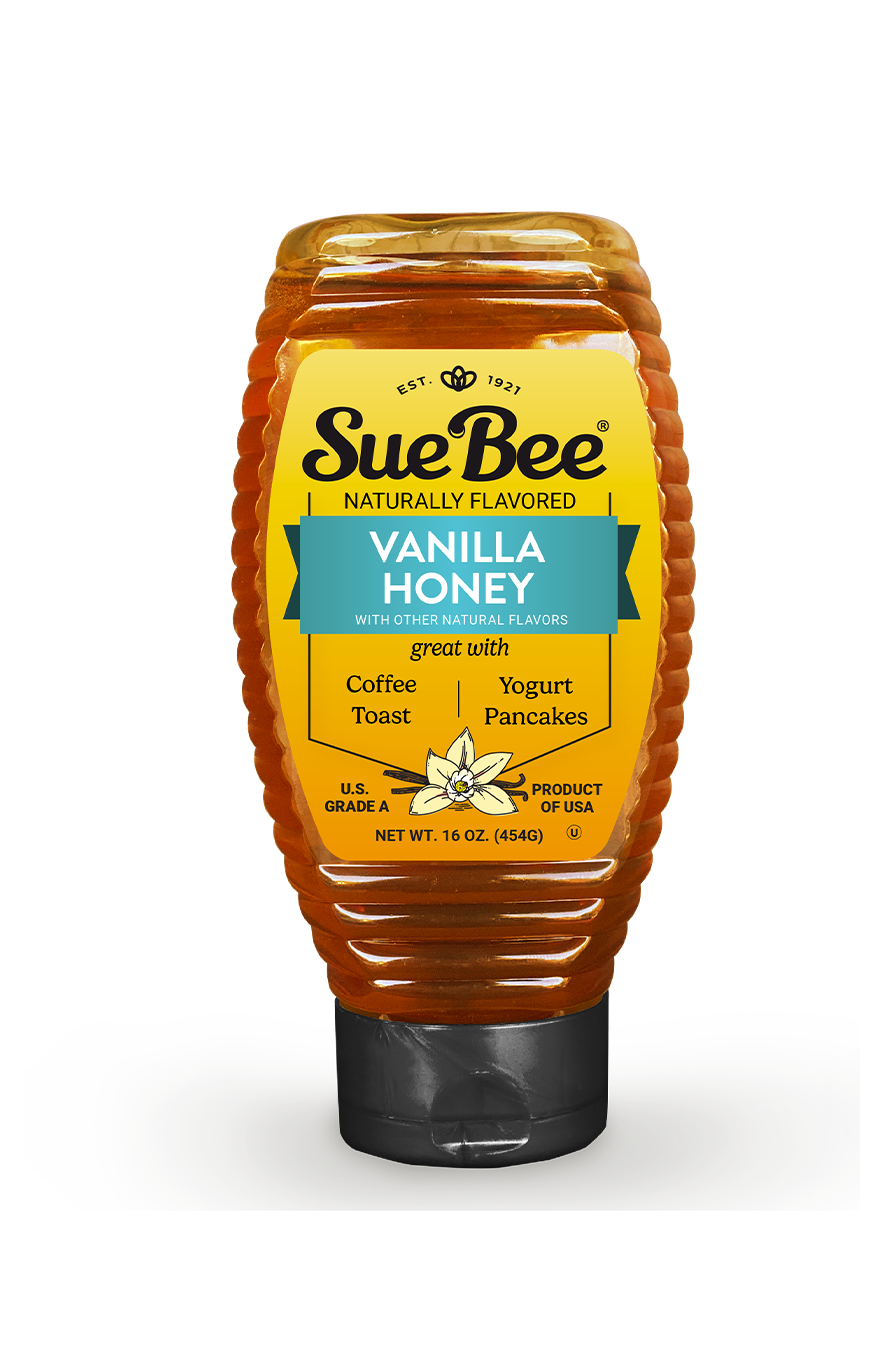 Sue Bee Infusions Vanilla Flavored Honey, 16 Ounce Sue Bee Vanilla Infused Honey For Coffee and Pancakes, Salads, USA Honey