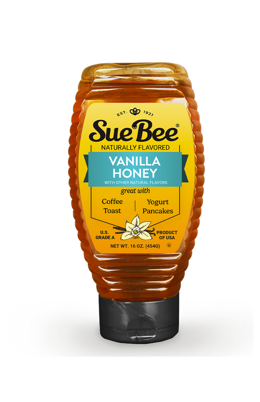 Sue Bee Infusions Vanilla Flavored Honey, 16 Ounce Sue Bee Vanilla Infused Honey For Coffee and Pancakes, Salads, USA Honey